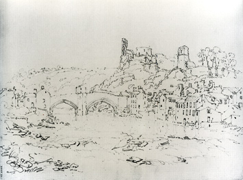 Barnard Castle And Bridge, from Downstream drawing by Joseph Mallord William Turner, 1797