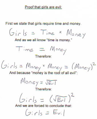 mathematical proof that girls equal evil