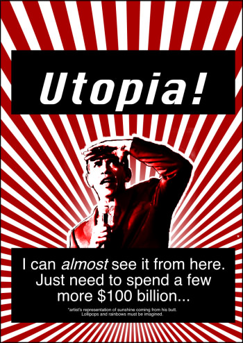 Obama can almost see utopia from here...