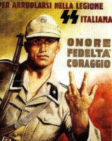 German-Italian propaganda poster from WW2 with Italian soldier making or nearly making a rude gesture