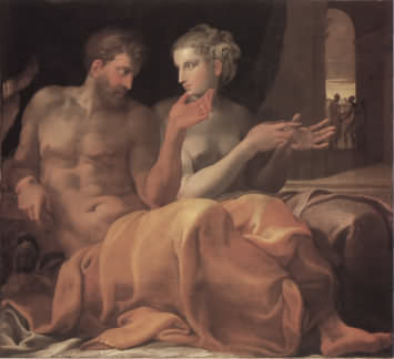 the painting Ulysses and Penelope c1560 by Francesco Primaticco - a look at artistic plagarism